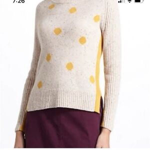 Yoon anthropologie Speckled Cream and Yellow Dot Sweater Large